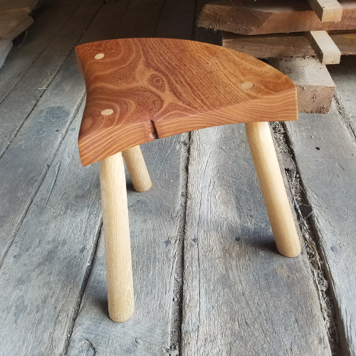 Osage orange and ash short stool